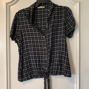 Checked Navy Blouse by Paper Crown